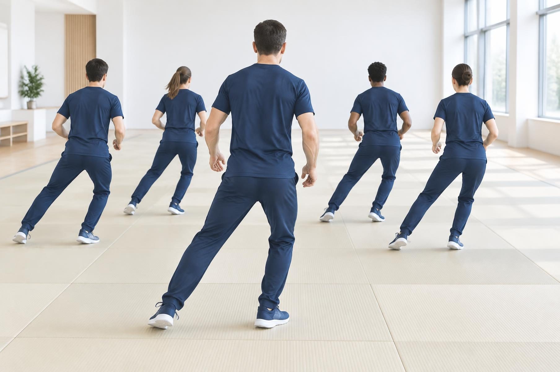 Instructor coordina desplazamientos de un grupo en formación